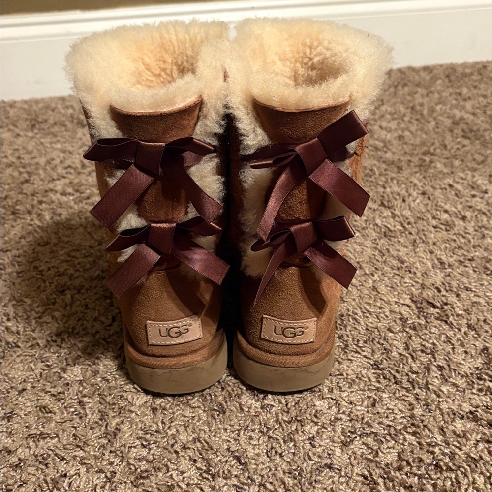 UGG Tan Boots with Chocolate Bows